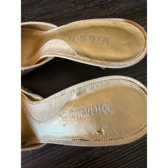 Michelle D. A Satin Beaded Peep Toe Mules Sz. 7 - Picture 4 of 7